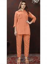 Maaza Cotton Orange Casual Wear Embroidery Work Cord Set